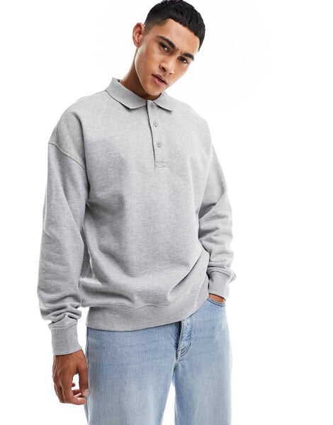 New Look polo sweat in grey marl