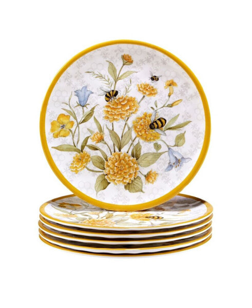 Bee Sweet Melamine Plate Set, 6 Piece