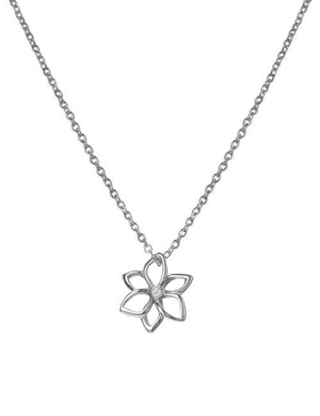 Fine Silver Necklace with Diamond Bouquet Diamond Amulets DP894 (Chain, Pendant)
