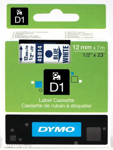 Dymo D1 Schriftband 12 mm x 7 m blau auf weiß 45014 - Labels