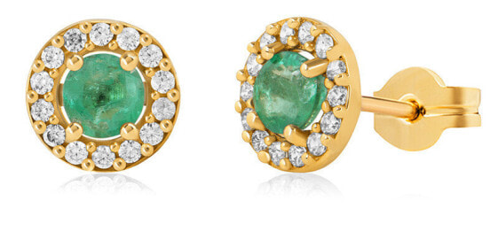 Sparkling yellow gold earrings with emeralds 14/258.121/6ES