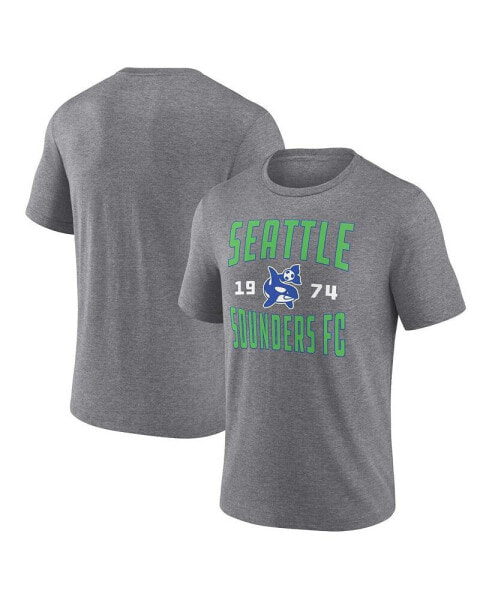 Men's Heather Gray Seattle Sounders FC Antique Stack Tri-Blend T-shirt