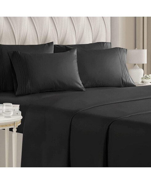 6 Piece Microfiber Solid Sheet Set - California King