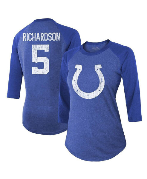 Футболка женская Majestic Indianapolis Colts Anthony Richardson Номер и Имя игрока Трикотажная 3/4 рукава слегка облегающая