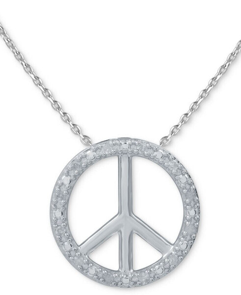 Macy's diamond Peace Sign 18" Pendant Necklace (1/10 ct. t.w.) in Sterling Silver or Sterling Silver & 14k Gold-Plate