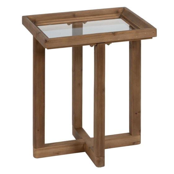 Вспомогательный стол Натуральный Каленое стекло древесина ели 50 x 38 x 60 cm