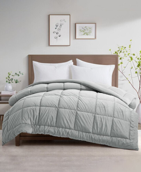 Plush Velet Quilted Down Alternative Comforter, Full/Queen