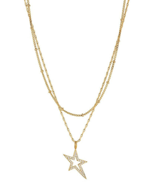 AVA NADRI double Layered Star Necklace in 18K Gold Plated Brass