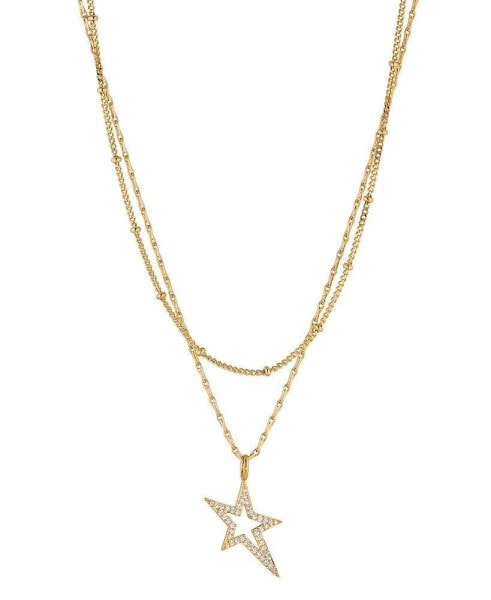 Double Layered Star Necklace in 18K Gold Plated Brass