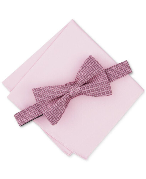Men's Edson Mini-Geo Bow Tie & Solid Pocket Square Set, Created for Macy's