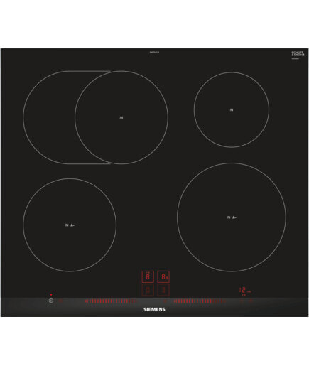 Siemens EH675LFC1E - Black,Stainless steel - Built-in - Zone induction hob - Glass-ceramic - 4 zone(s) - 4 zone(s)