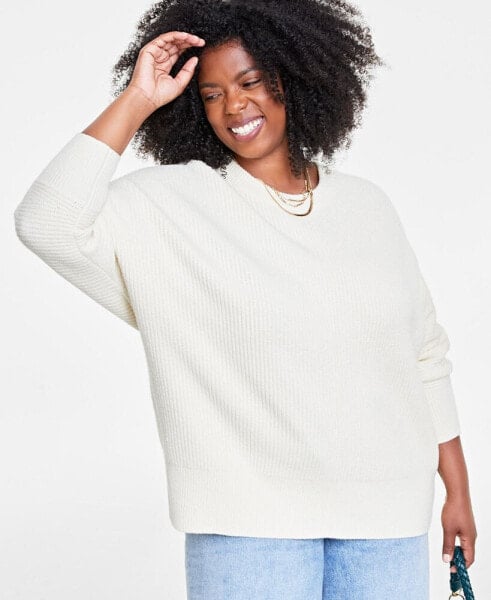 Plus Size Dolman-Sleeve Crewneck Sweater, Created for Macy's