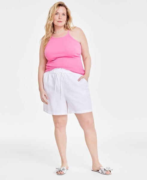 Trendy Plus Size Linen-Blend Shorts, Created for Macy's