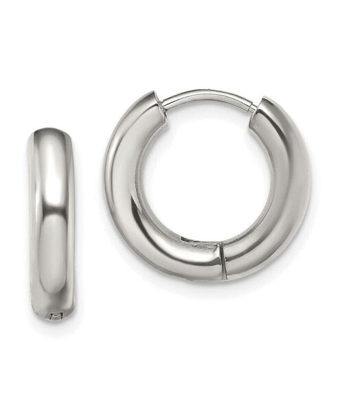 Stainless Steel Polished Hinged Hoop Earrings