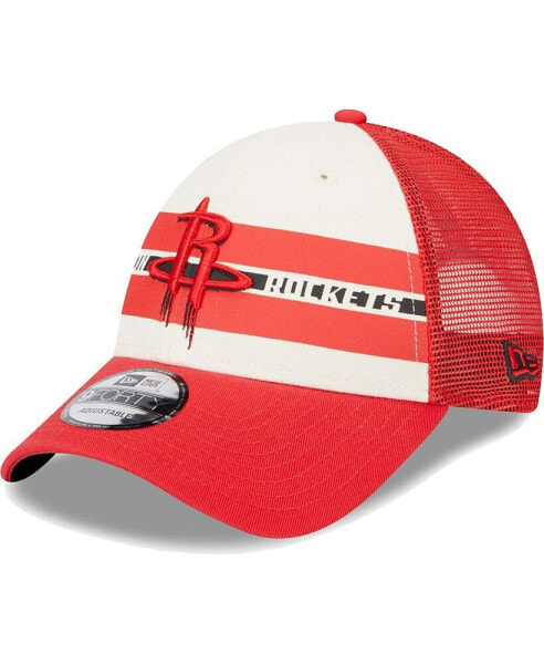 Men's Houston Rockets Red Stripes 9FORTY Trucker Snapback Hat