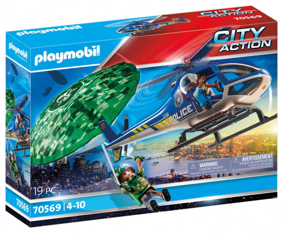 Игровой набор Playmobil City Action Вертолет полиции погоня с парашютом