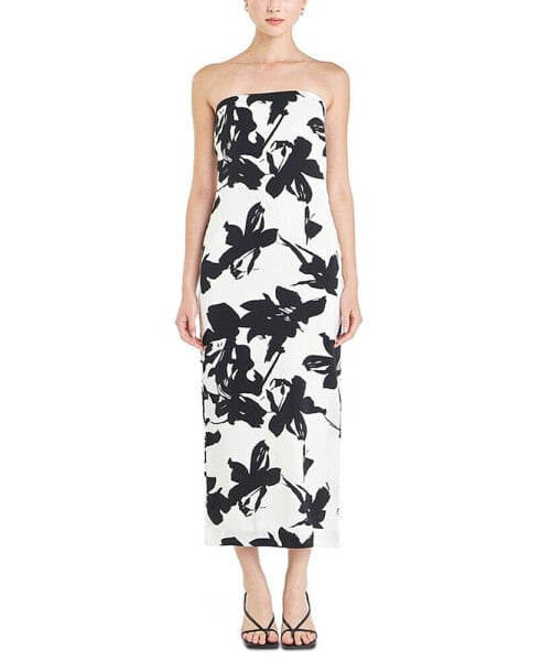 Women's Printed Strapless Maxi Dress