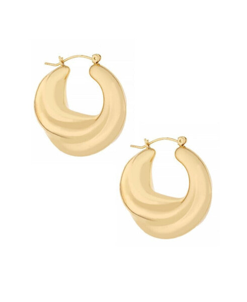 18K Gold Plated Crescent Swirl Hoops Earrings