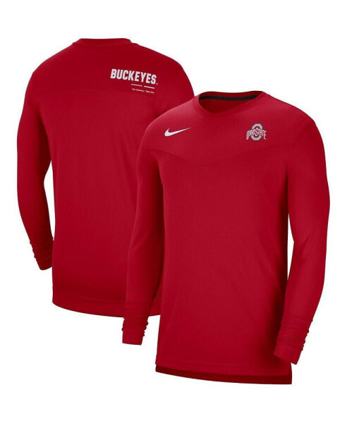 Men's Scarlet Ohio State Buckeyes 2022 Coach Performance Long Sleeve V-Neck T-shirt