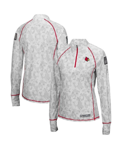 Women's White Louisville Cardinals OHT Military-Inspired Appreciation Officer Arctic Camo 1/4-Zip Jacket