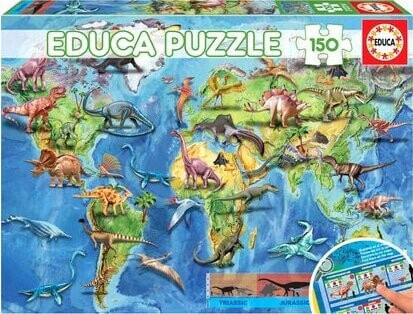 Educa Puzzle 150 Mapa świata dla dzieci (Dinozaury) G3