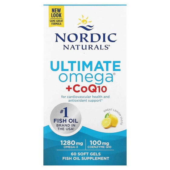 Nordic Naturals, Ultimate Omega, с коэнзимом Q10, со вкусом лимона, 60 капсул
