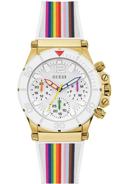 Guess Damen Armbanduhr Active Life 38 mm Regenbogenarmband und -markierungen Armband Silicone GW0432L1