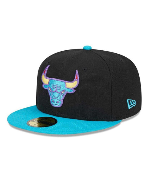 Men's Black, Turquoise Chicago Bulls Arcade Scheme 59FIFTY Fitted Hat