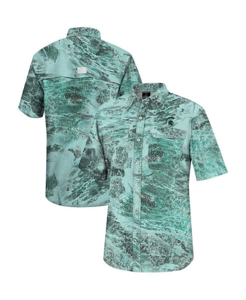 Men's Green Michigan State Spartans Real tree Aspect Charter Full-Button Fishing Shirt