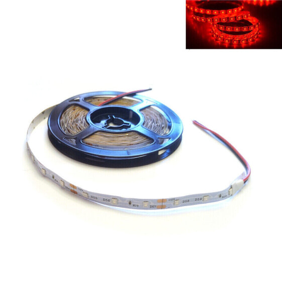 5M LED Strip 60 LEDs per Meter - 300 12V 3528 LEDs - Red