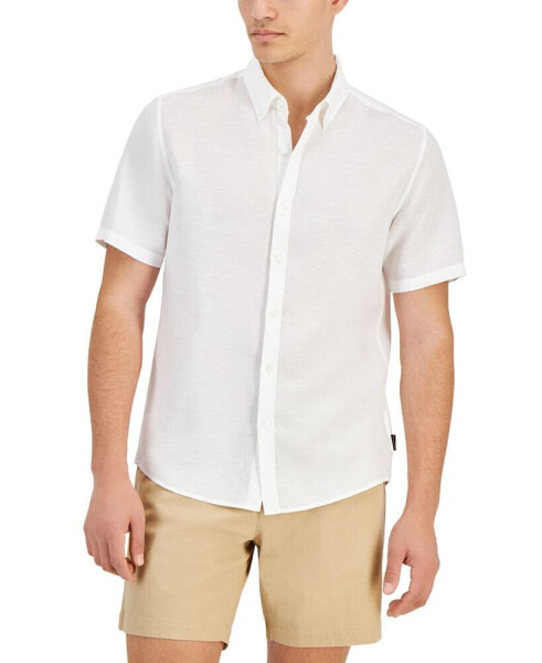 Men's Slim-Fit Linen Short-Sleeve Shirt