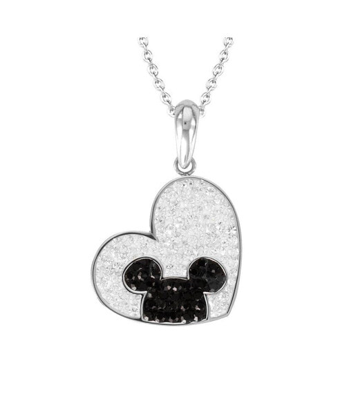 Mickey Mouse Stainless Steel Crystal Heart Necklace, Officially Licensed