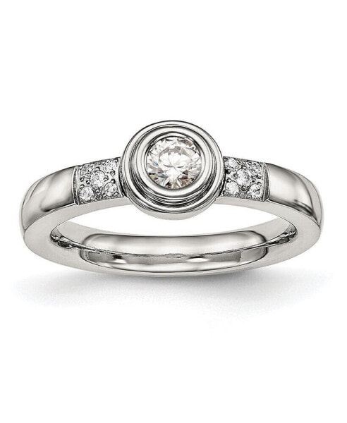 Stainless Steel Polished CZ Ring