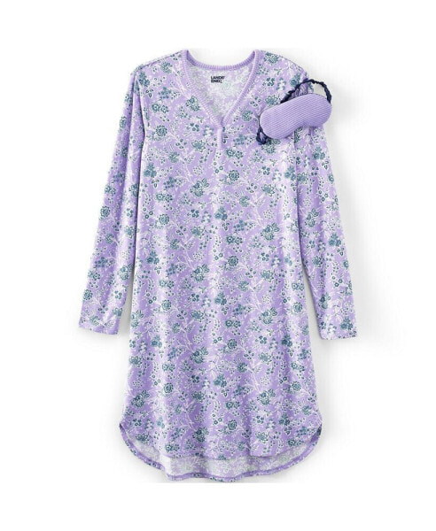 Women's Cozy Gown Sleep Set - Sleeping Gown and Mask
