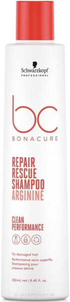 Reparierendes Shampoo mit Arginin für geschädigtes Haar - Schwarzkopf Professional Bonacure Repair Rescue Shampoo Arginine Clean Performance 250 ml