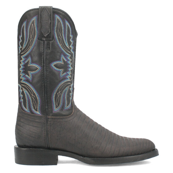 Dingo Saw Buck Embroidered Lizard Print Round Toe Cowboy Mens Black Casual Boot