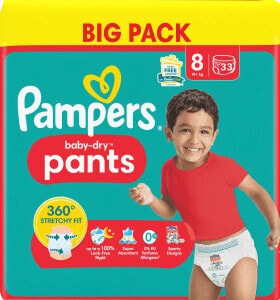 Baby Pants Baby Dry Gr.8 Extra Large (19+kg), Big Pack, 33 St