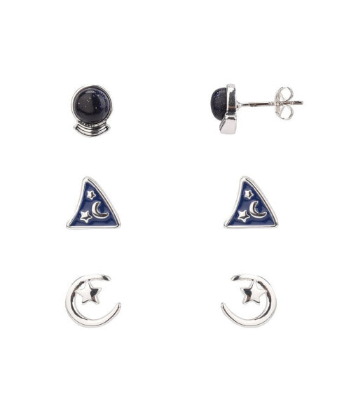 Crystal Ball, Sorcerers Hat, Moon and Star Trio Earring Set, 6 Pieces