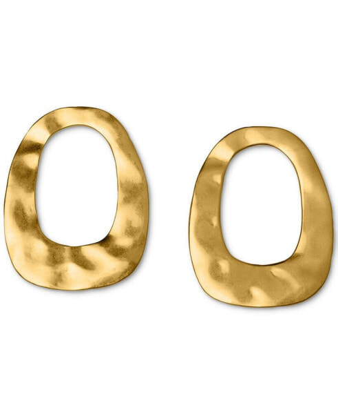 18k Gold-Plated Hammered Front-Facing Hoop Earrings