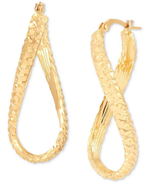 Textured Infinity Style Hoop Earrings in 10k Gold