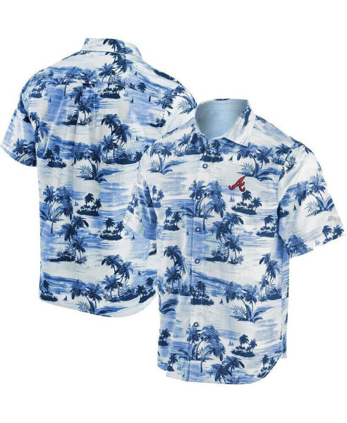 Men's Navy Atlanta Braves Tropical Horizons Button-Up Shirt