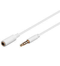 Wentronic Headphone and Audio AUX Extension Cable - 4-pin 3.5 mm Slim - CU - 0.5m - 3.5mm - Male - 3.5mm - Female - 0.5 m - White