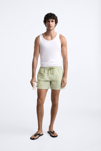 Regular seersucker swimming trunks