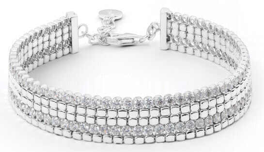 Glittering silver bracelet with cubica zircons RZB034