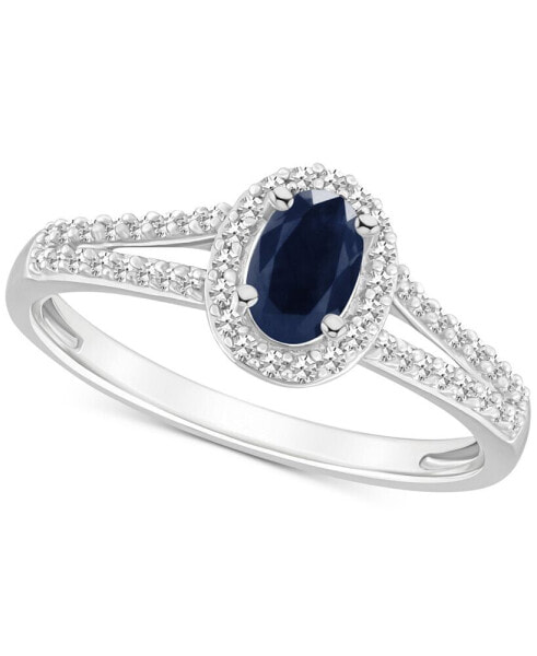 Кольцо Macy's Oval Halo Sapphire & Diamond Split Shank