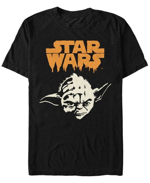 Star Wars Men's Yoda Big Face Drip Text Short Sleeve T-Shirt