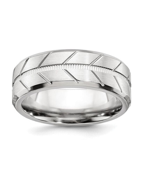 Cobalt Brushed and Polished Beveled Wedding Band Ring