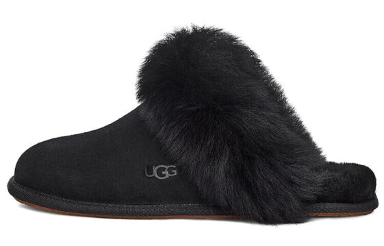 Шлепанцы женские UGG 绒面 休闲轻便 毛绒女款 黑色 1122750-BLK