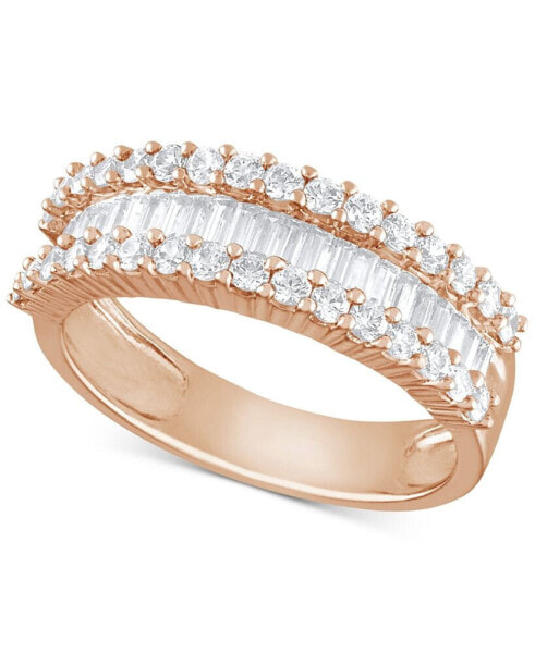 Diamond Baguette Cluster Band (1 ct. t.w.) in 14k White, Yellow or Rose Gold