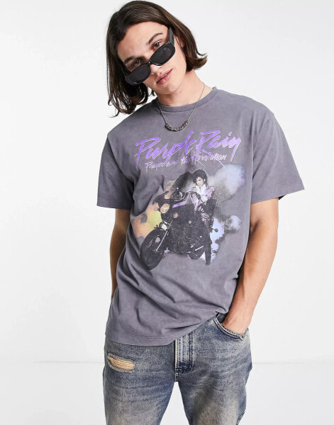 Reclaimed Vintage inspired licensed Prince t-shirt in washed grey